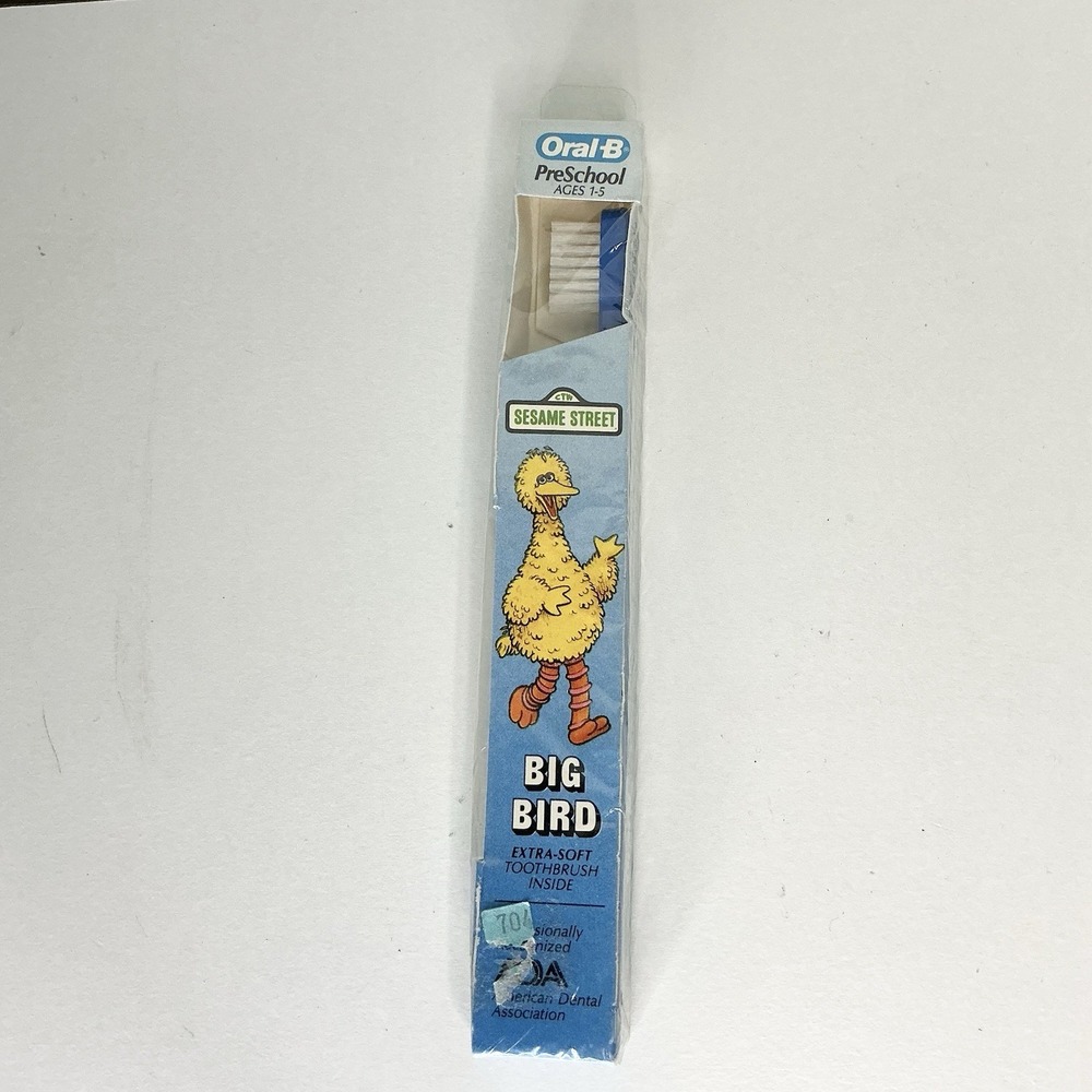 Vintage Kids ORAL-B‎ Extra Soft Toothbrush 1986 Sesame Street Muppets Big Bird